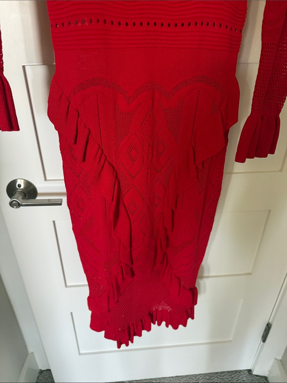 A.L.C. Vibrant Red Long-Sleeve Knit Midi Dress - Picture 4 of 5